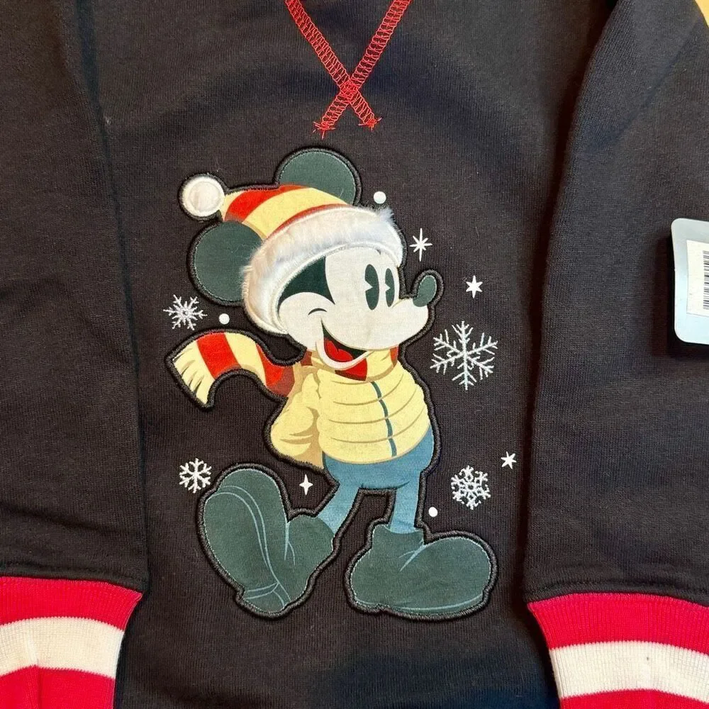 Mickey Mouse Holiday Sweatshirt Kids Disney Parks NWT Size 4 Christmas Girl/Boy